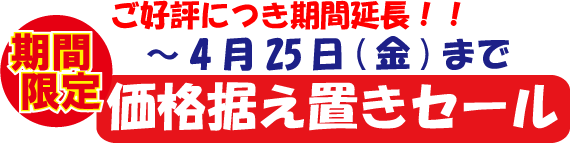 期間限定セール、ご好評につき期間延長中!
